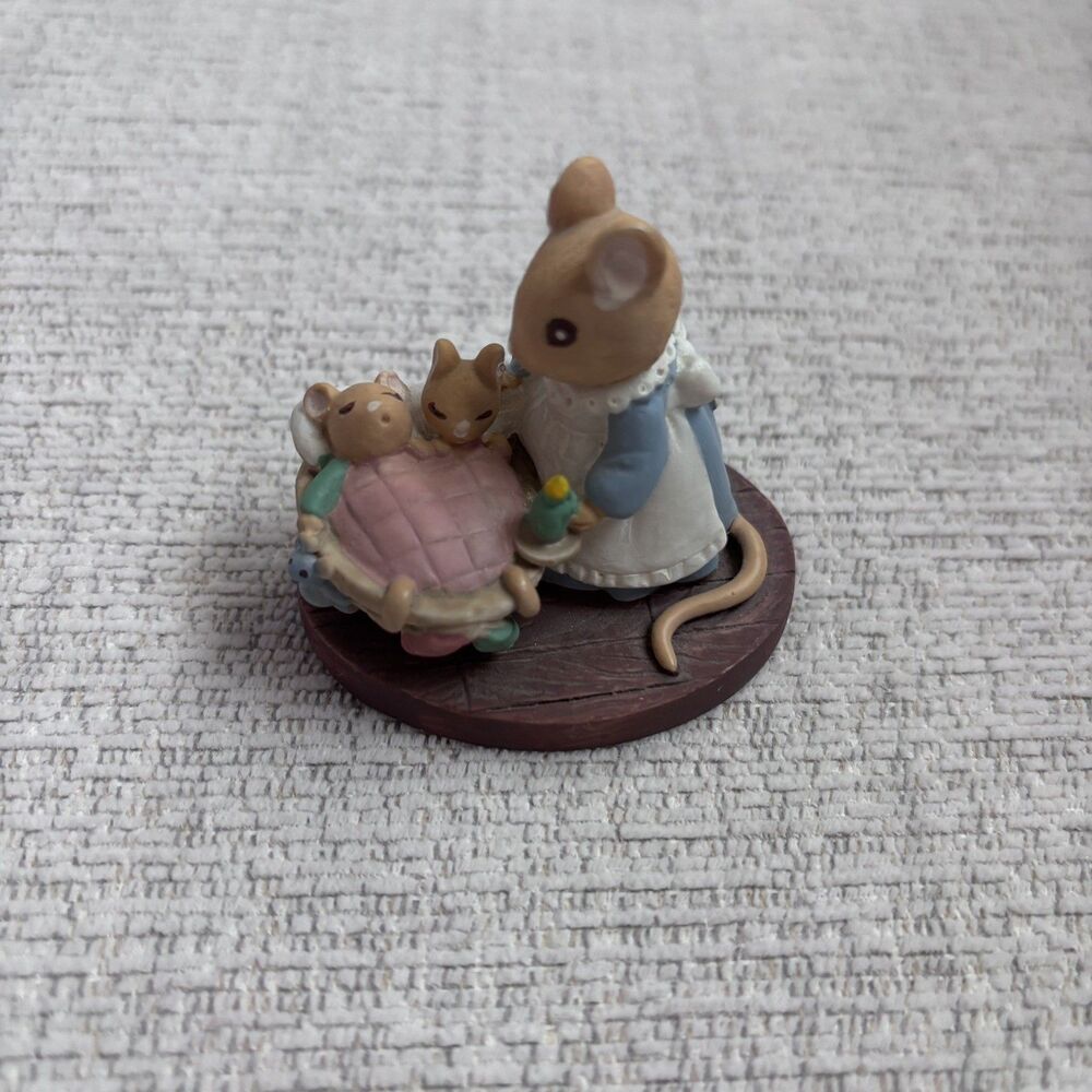 Vintage Forest Friends Mice All Tucked In Figurine